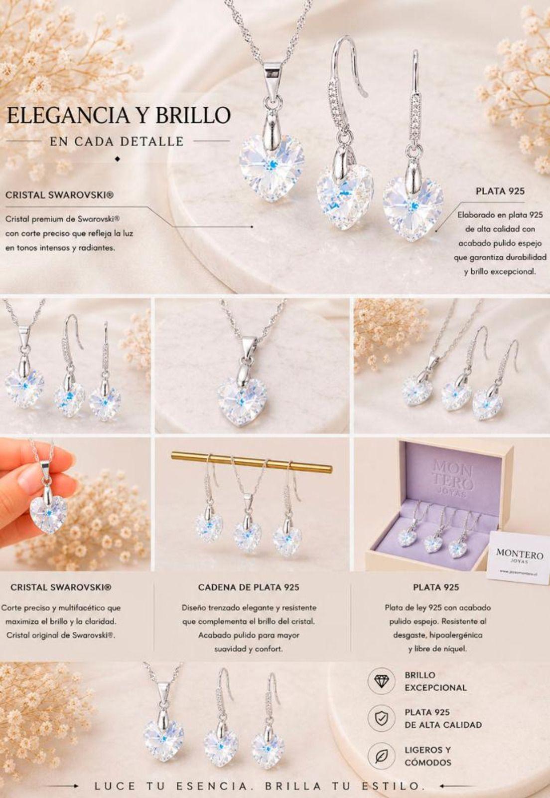 Conjunto Romance Plata 925 Cristal Swarovski® Aurora Boreal-6