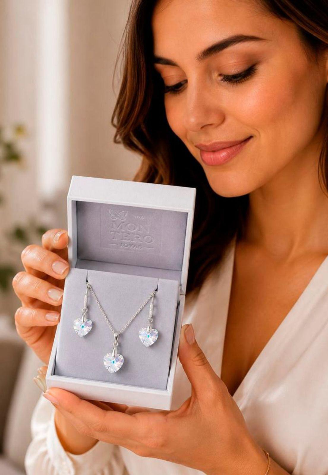 Conjunto Romance Plata 925 Cristal Swarovski® Aurora Boreal-7