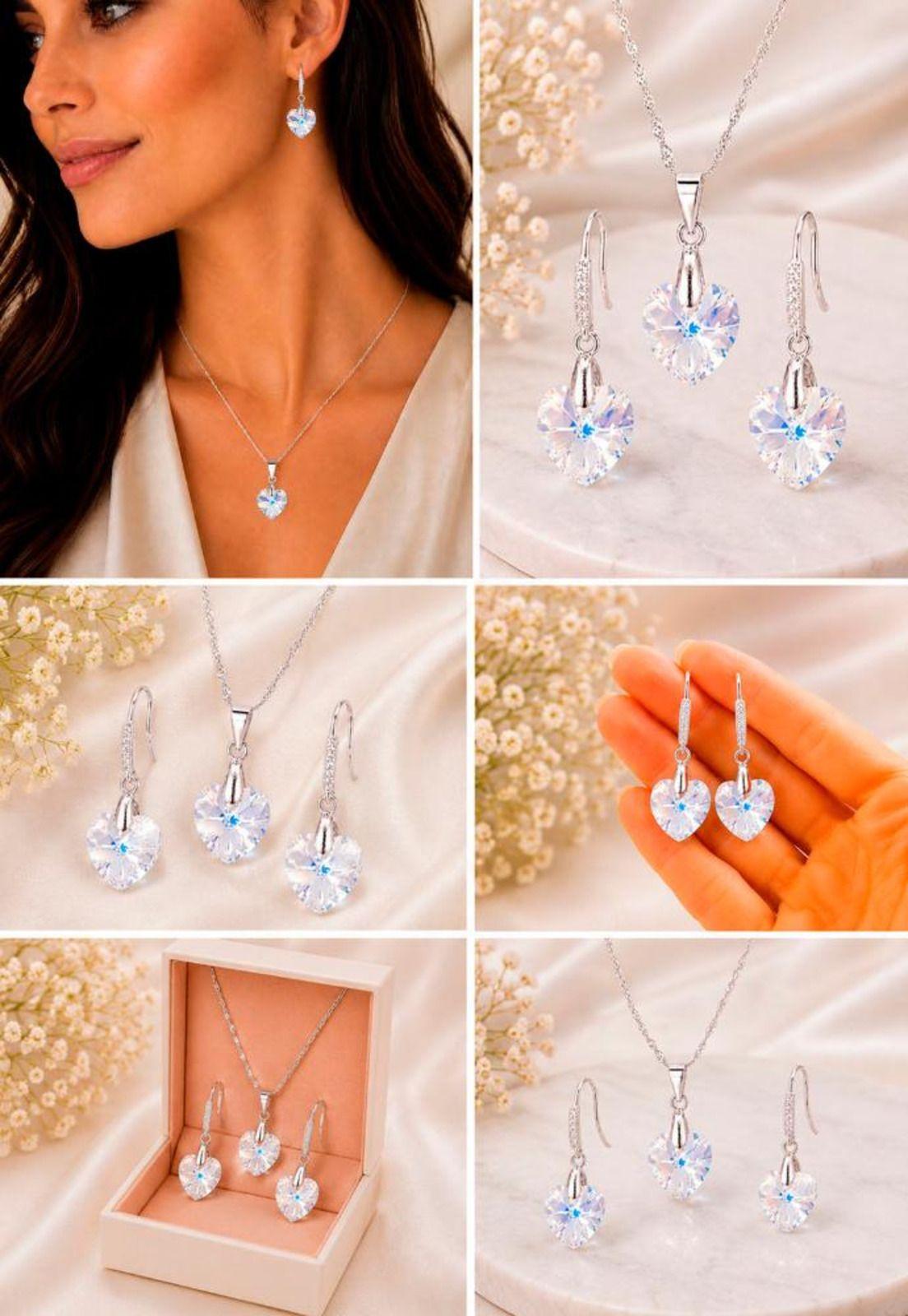 Conjunto Romance Plata 925 Cristal Swarovski® Aurora Boreal-8