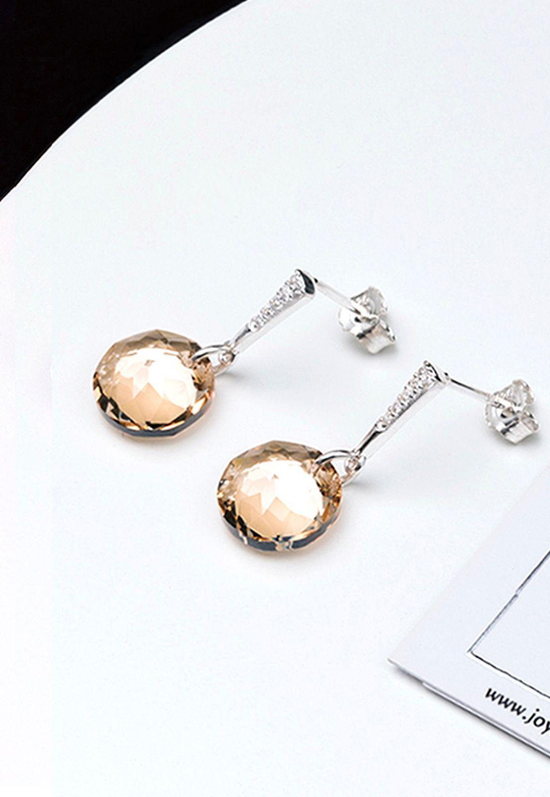 Aros Gracia Cristales Genuinos Golden Shadow-2