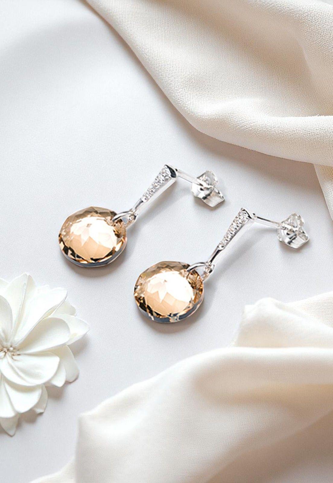 Aros Gracia Cristales Genuinos Golden Shadow-2