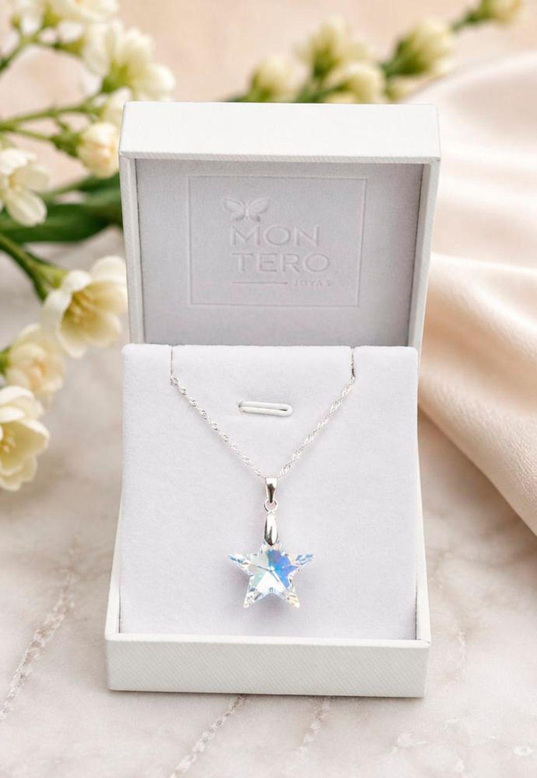 Collar Estrella Plata 925 Cristal Swarovski® Aurora Boreal-2