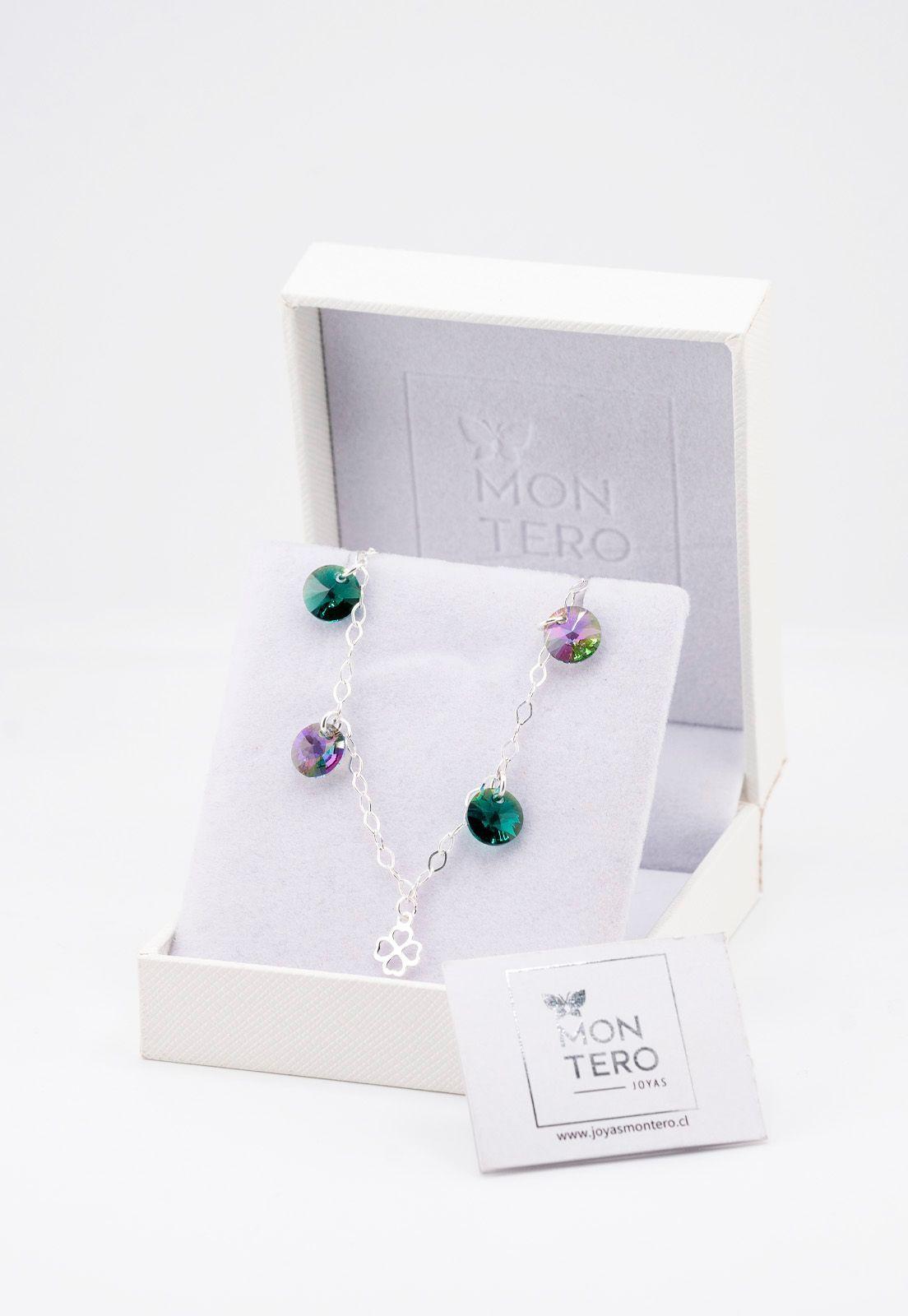 Pulsera Lucky Plata Italiana 925 Cristal Genuino Emerald-2