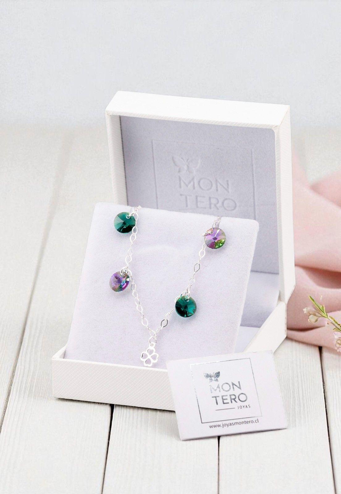 Pulsera Lucky Plata Italiana 925 Cristal Genuino Emerald-3
