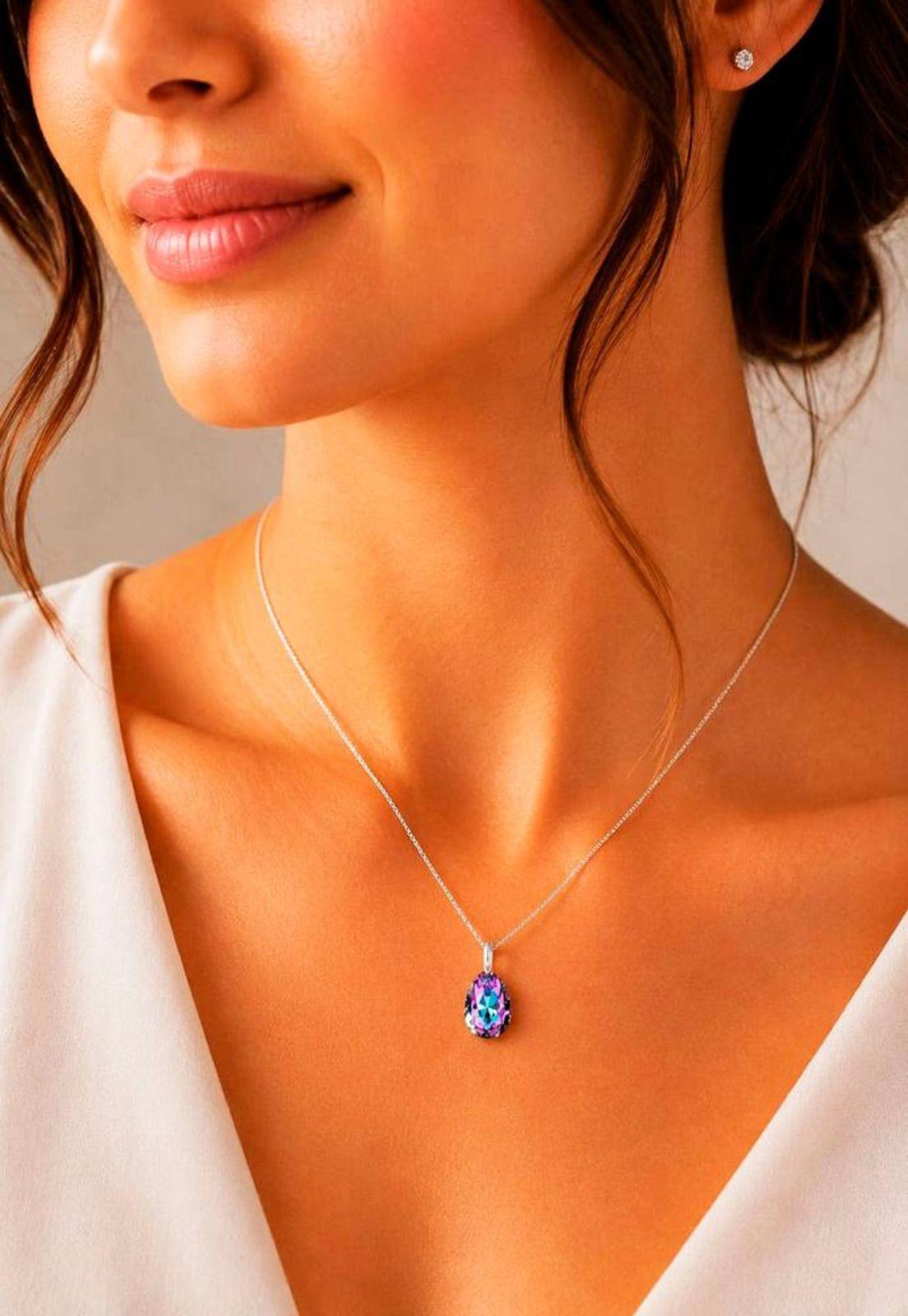 Collar Gota de Luz Plata 925 Cristal Swarovski® Vitral Light-6