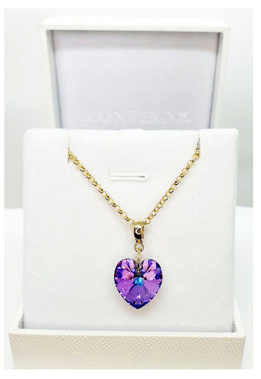 Collar Gran Romance Gold Cristal Genuino Vitral Light-3