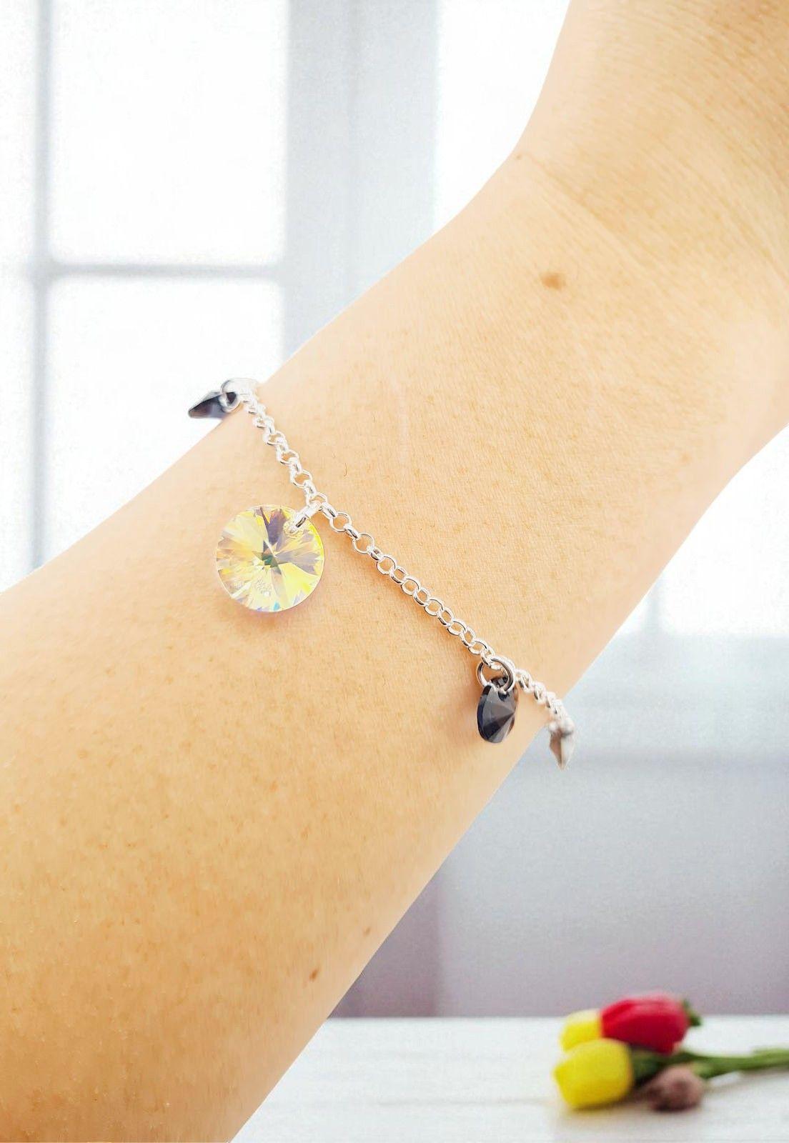 Pulsera Nepal Plata Italiana 925 Cristal Genuino Silver Night-2