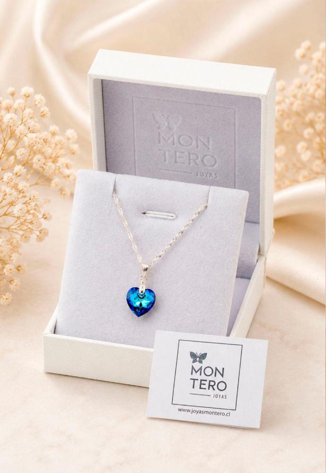 Collar Amor Plata 925 Cristal Swarovski® Bermuda Blue-2