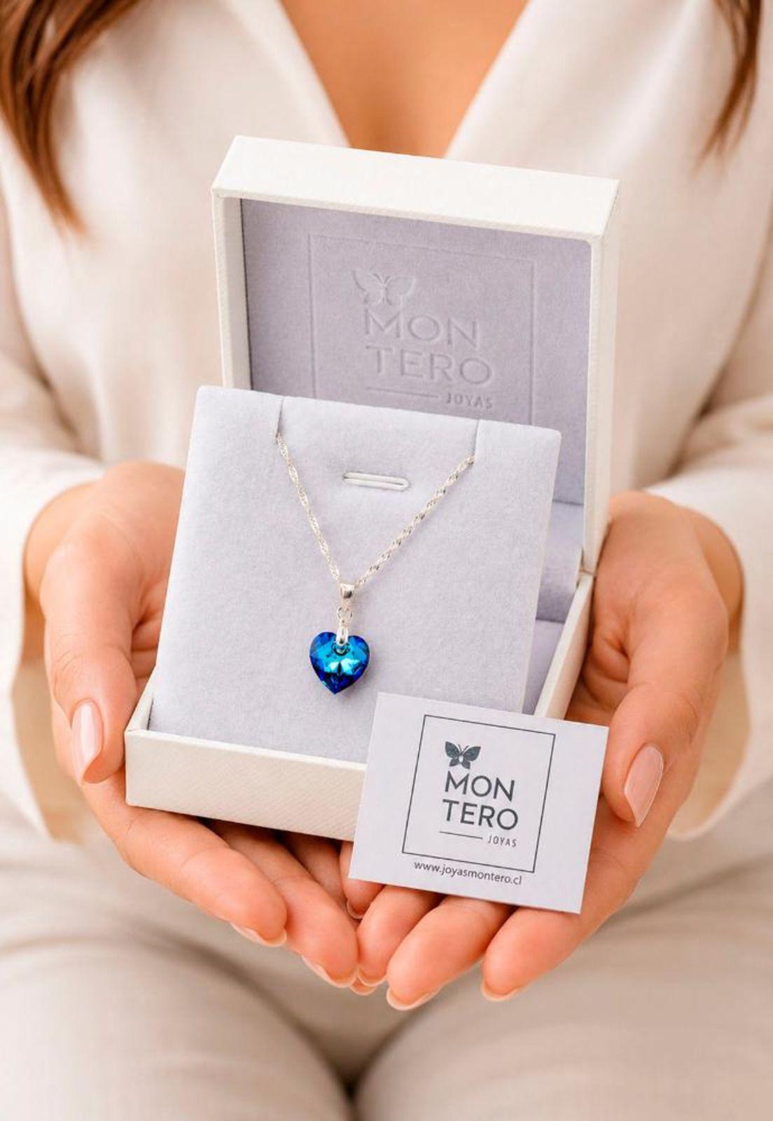 Collar Amor Plata 925 Cristal Swarovski® Bermuda Blue-3