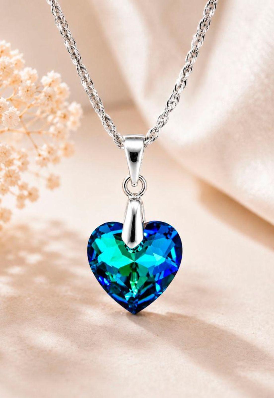Collar Amor Plata 925 Cristal Swarovski® Bermuda Blue-5