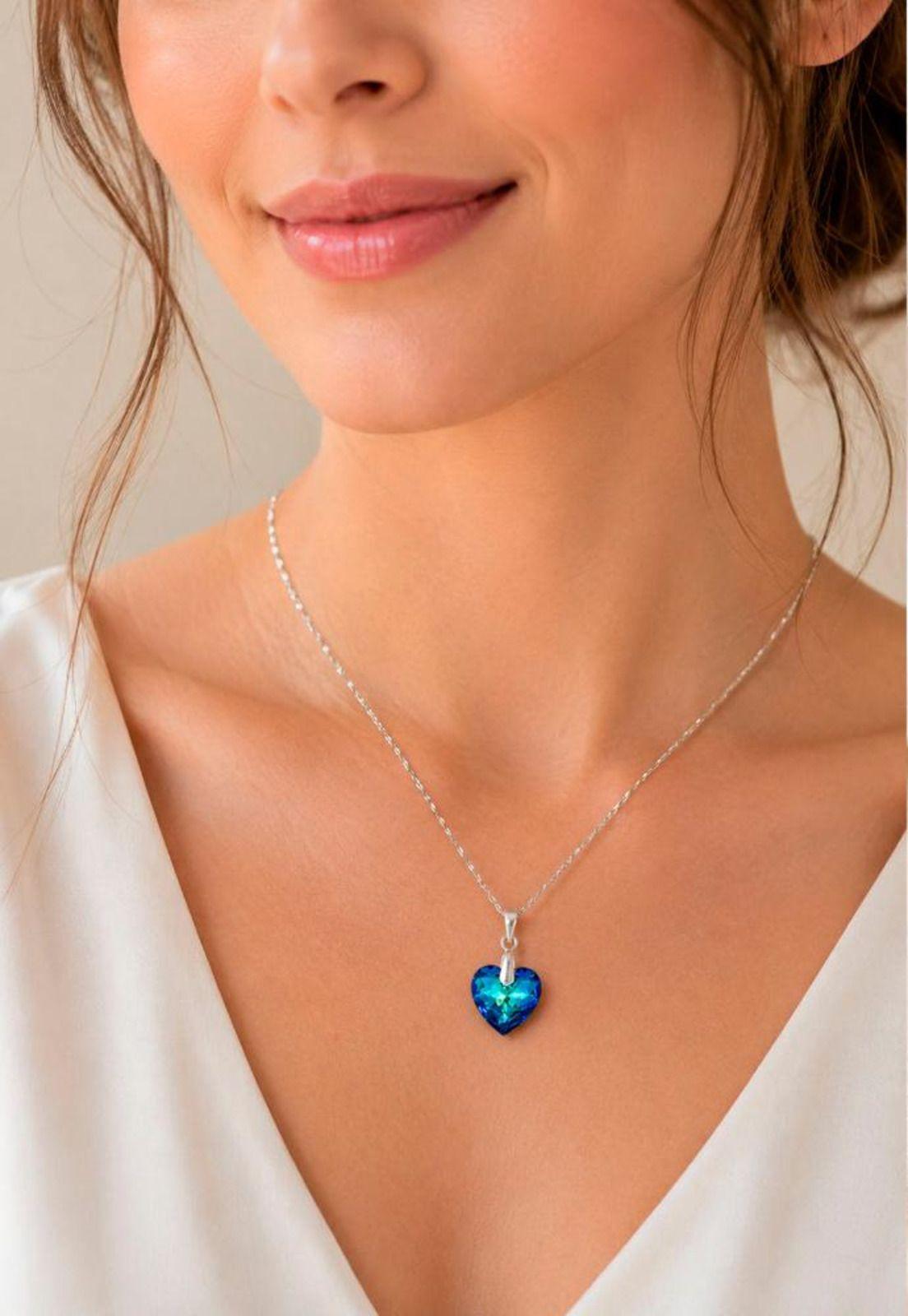 Collar Amor Plata 925 Cristal Swarovski® Bermuda Blue-6