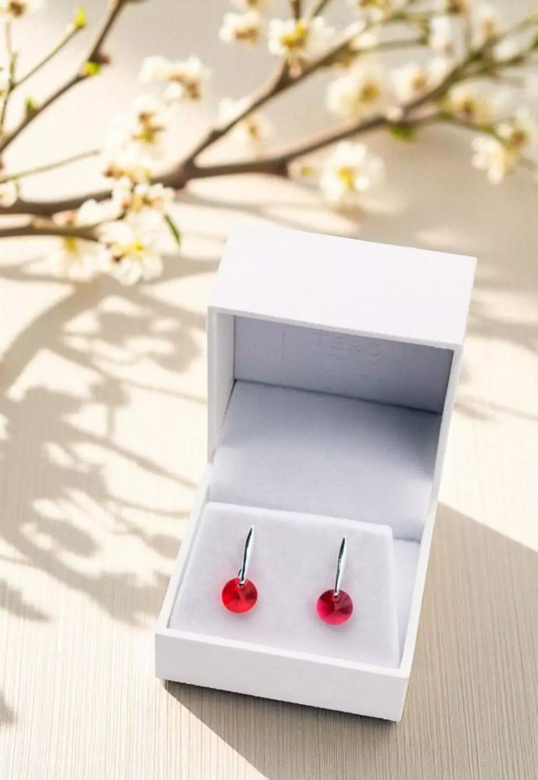 Aros Punto De Luz Plata 925 Cristal Swarovski® Scarlet-3