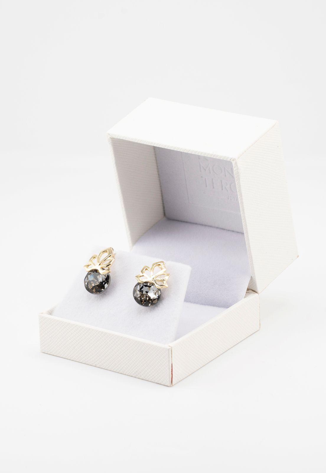 Aros Bali Gold Cristales Genuinos Silver Night-2