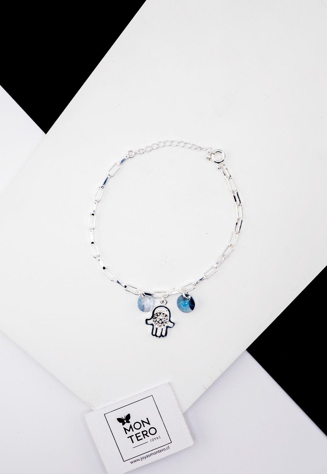 Pulsera Blue Baño de Oro Blanco y Cristales Genuinos Denim Blu-1