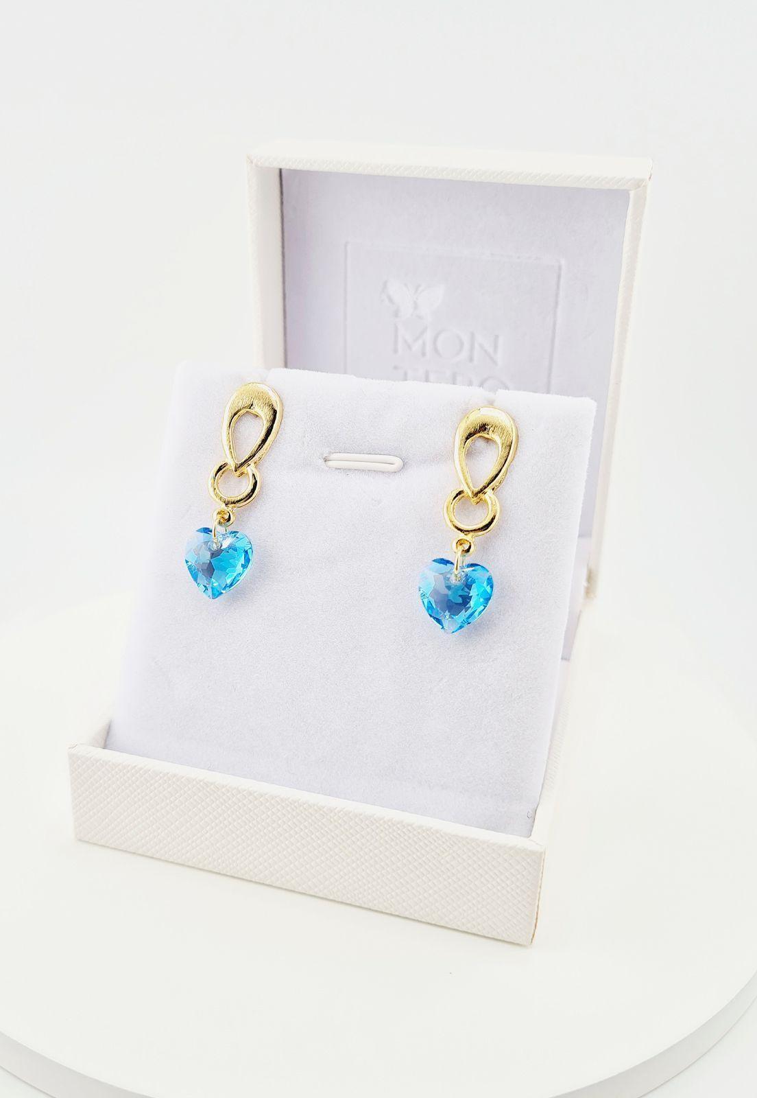 Aros Amor Gold Cristales Genuinos Aquamarine Shimmer-4