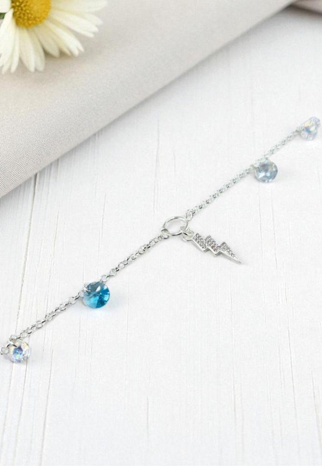 Pulsera Fortaleza Plata 925 Cristal Swarovski® Turquesa-2