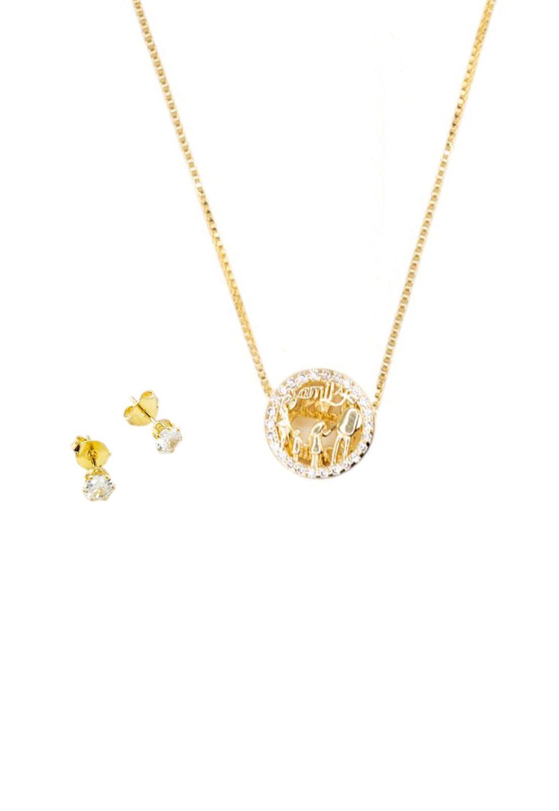 Conjunto Familia Gold Microcircon Baño de Oro 24k-0