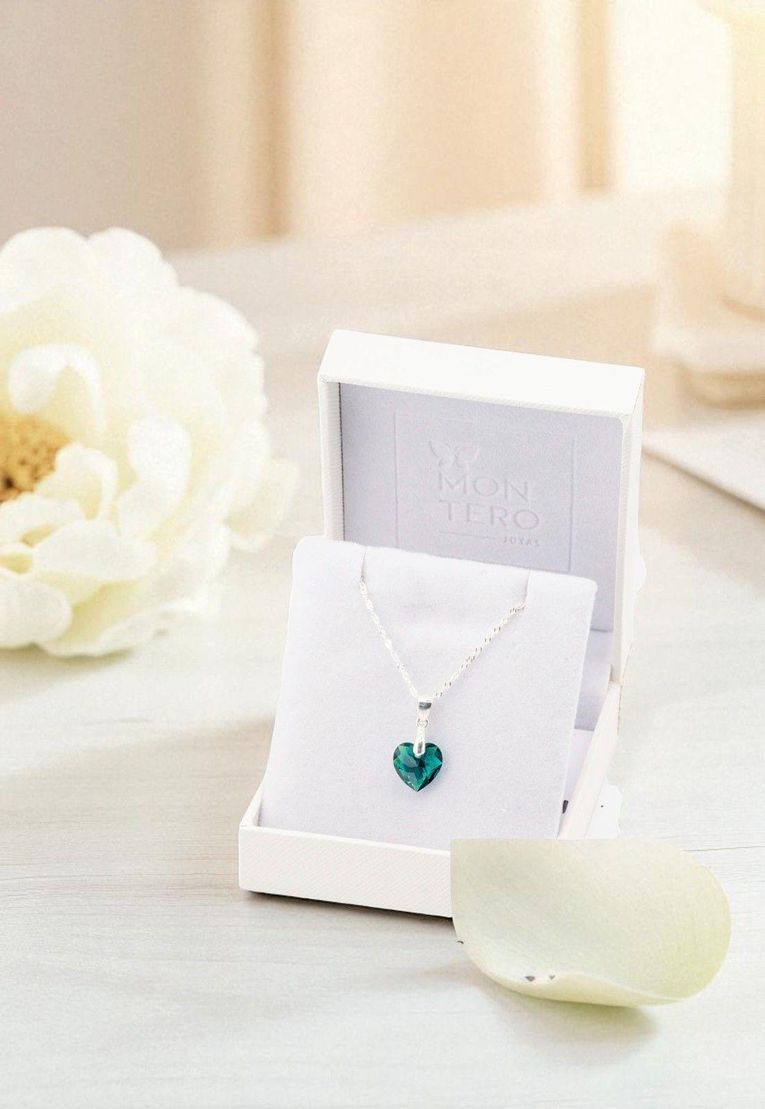 Collar Amor Plata Italiana 925 Cristal Genuino Emerald-2