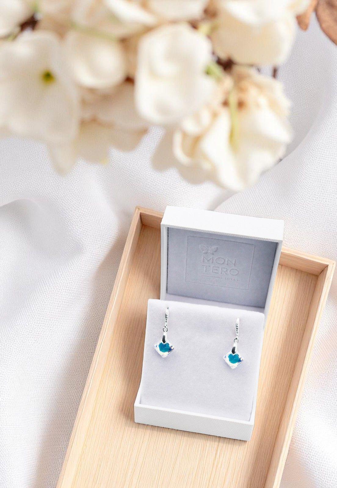 Aros Cristina Plata Italiana 925 Cristal Genuino Aurora Boreal-3