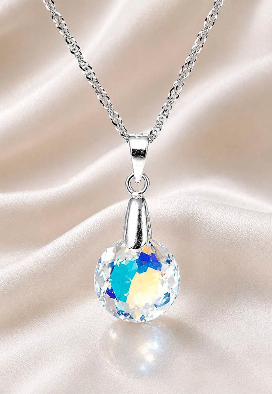 Collar Gracia Plata 925 Cristal Swarovski® Aurora Boreal-4