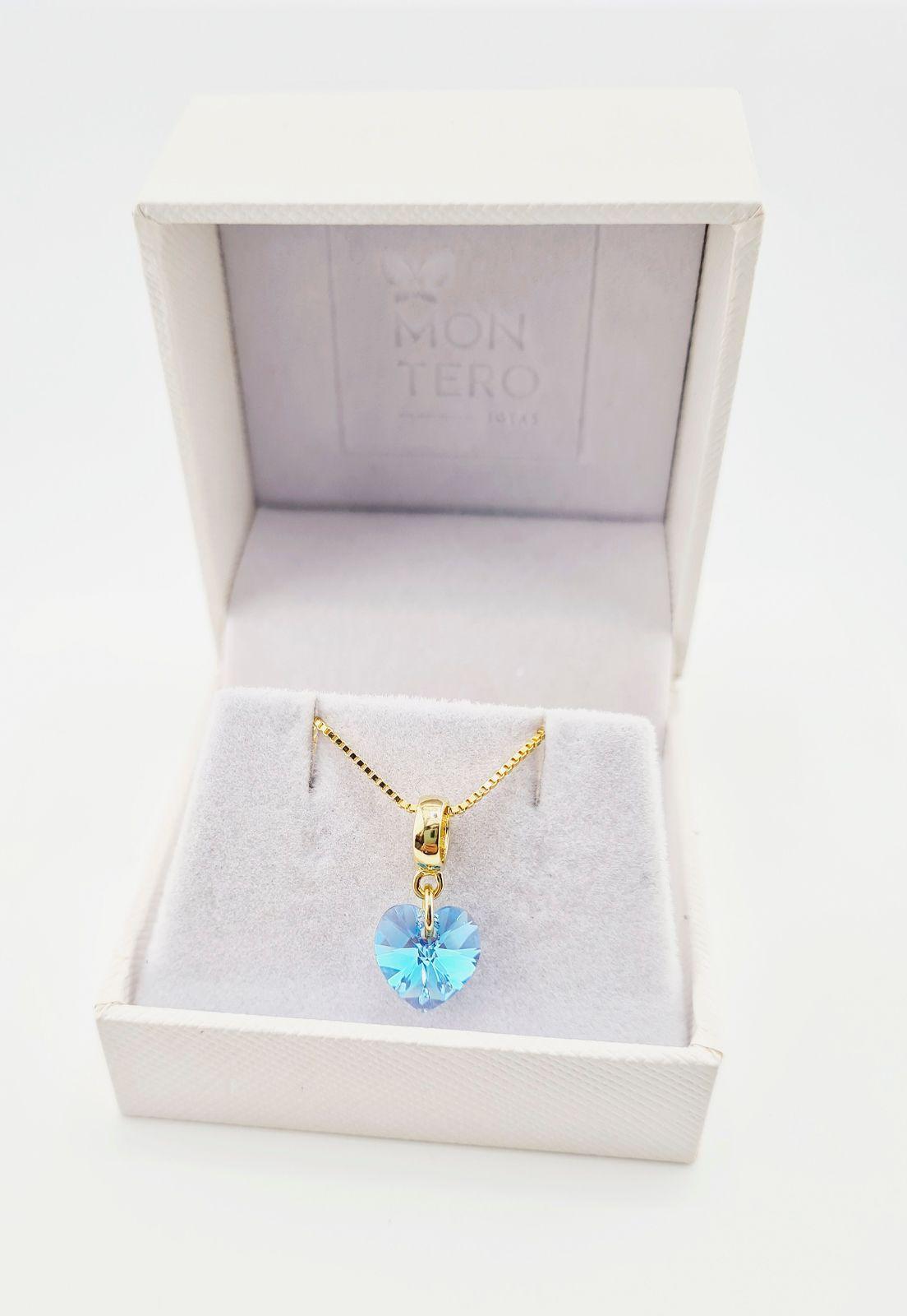 Collar Romance Gold  Cristales Genuinos Aquamarine-2