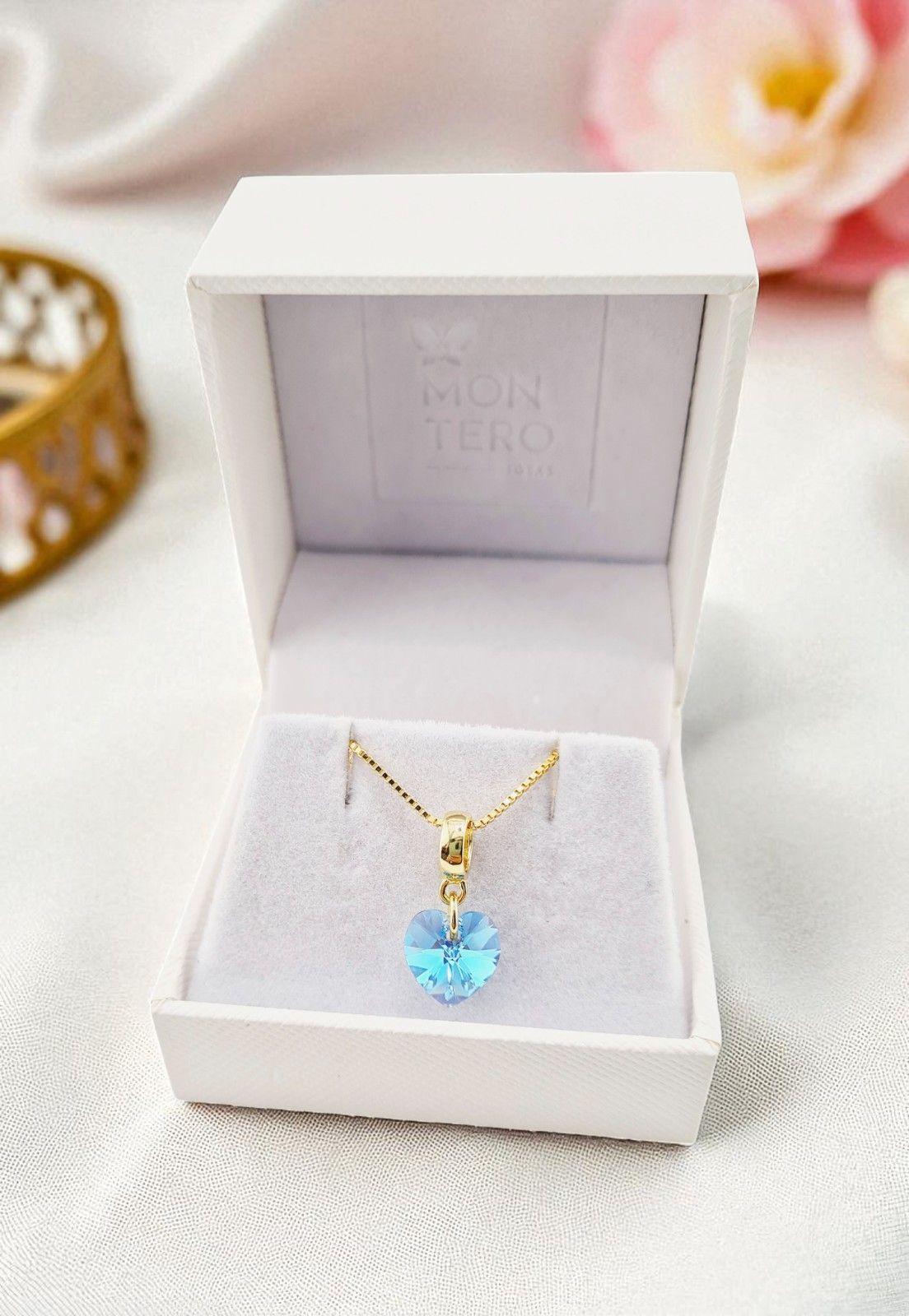 Collar Romance Gold 24K Cristal Genuino Aquamarine-2