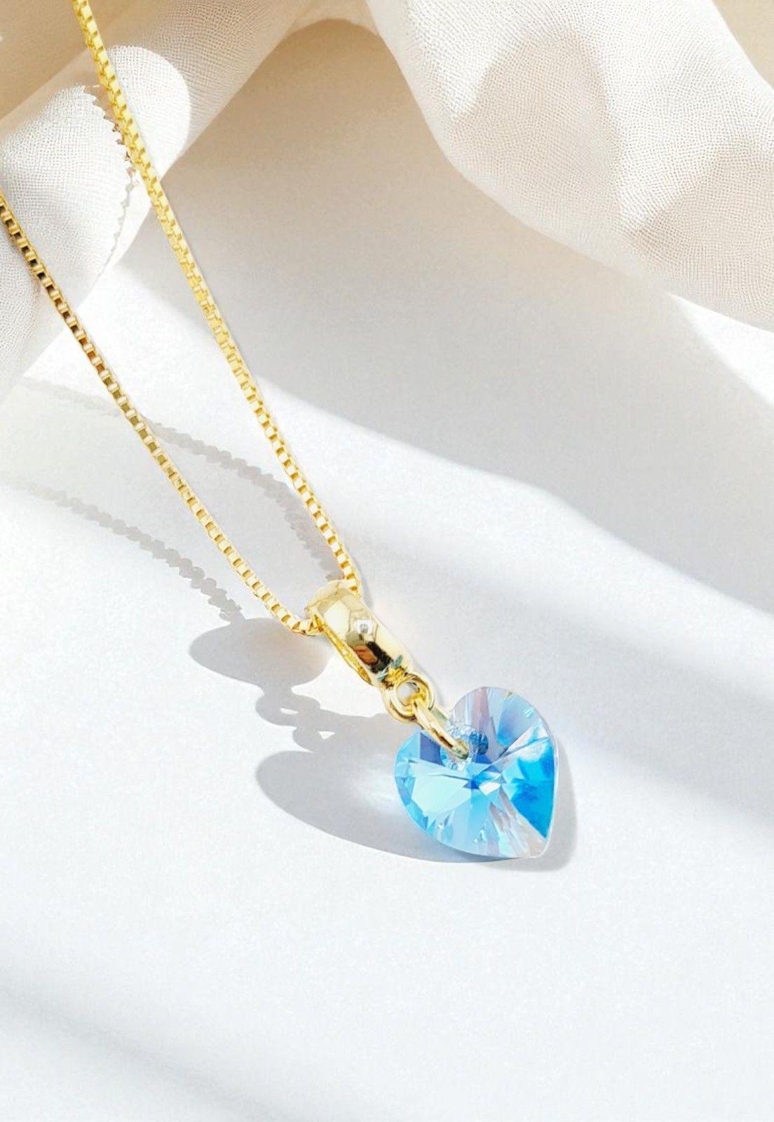 Collar Romance Gold 24K Cristal Genuino Aquamarine-3
