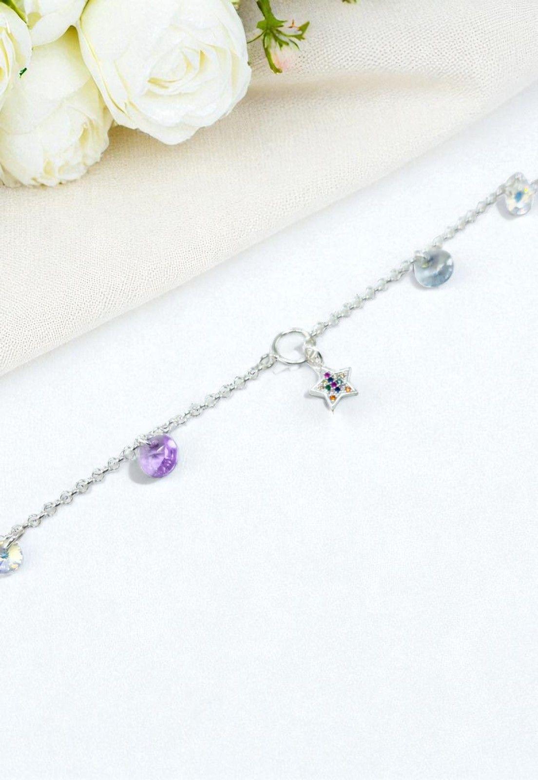 Pulsera Estelar Plata Italiana Cristal Genuino-2