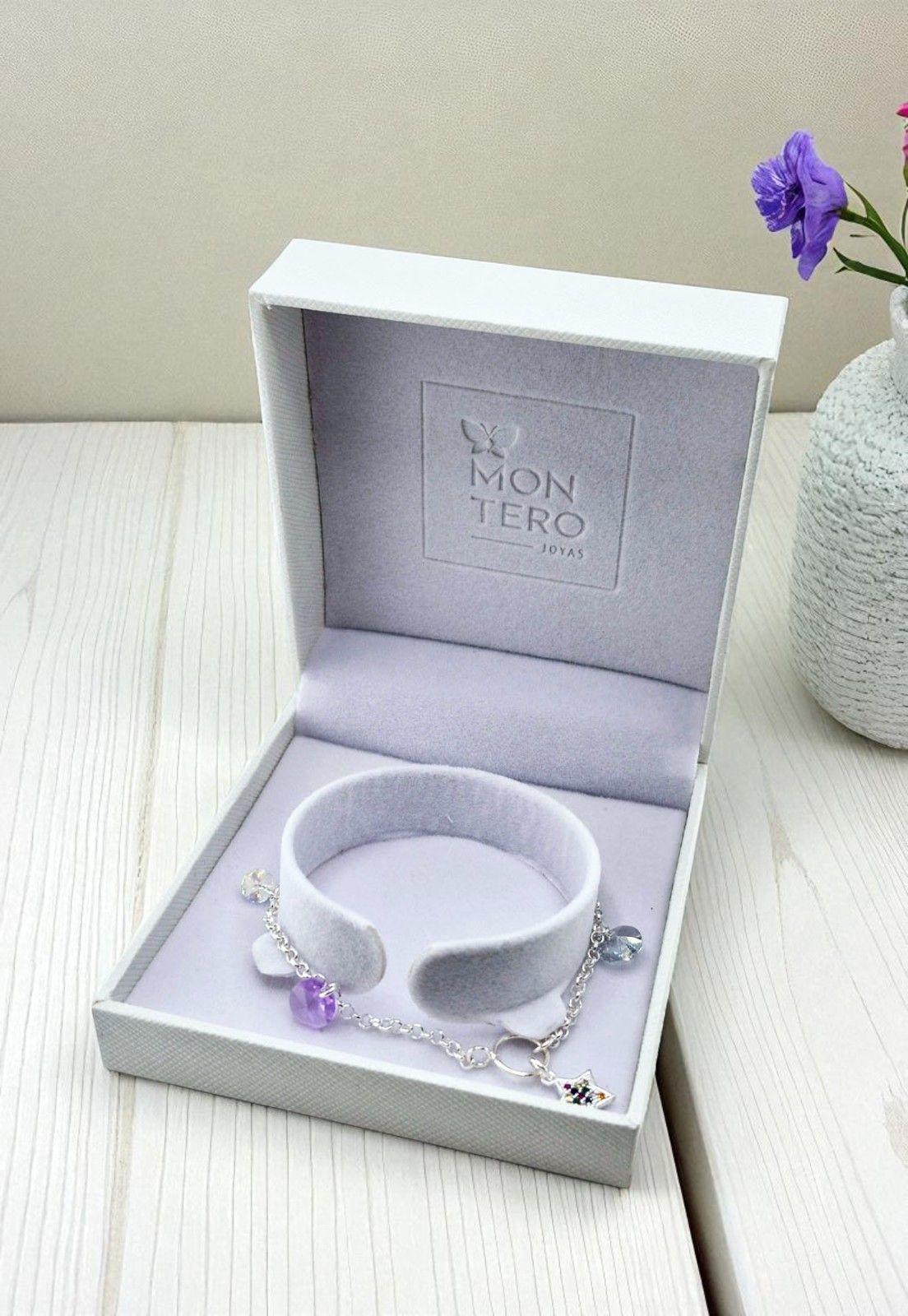 Pulsera Estelar Plata Italiana Cristal Genuino-3