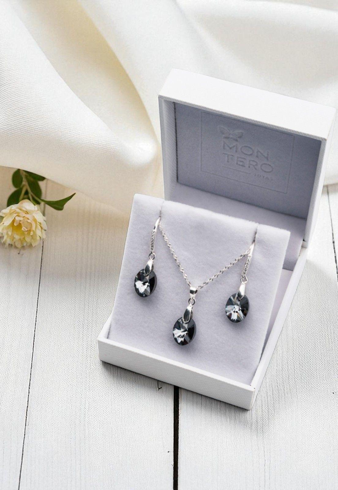 Conjunto Praga Plata 925 Cristal Genuino Silver Night-2