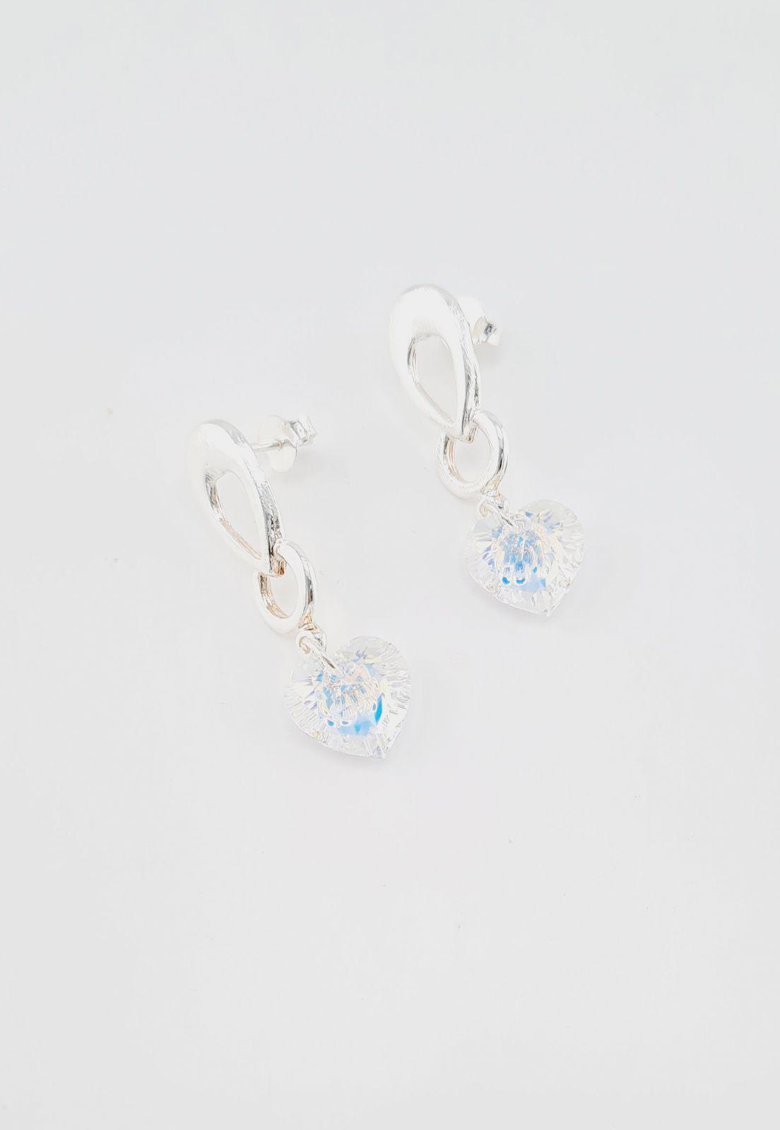 Aros Amor Baño de Oro Blanco Cristales Aurora Boreal.-3