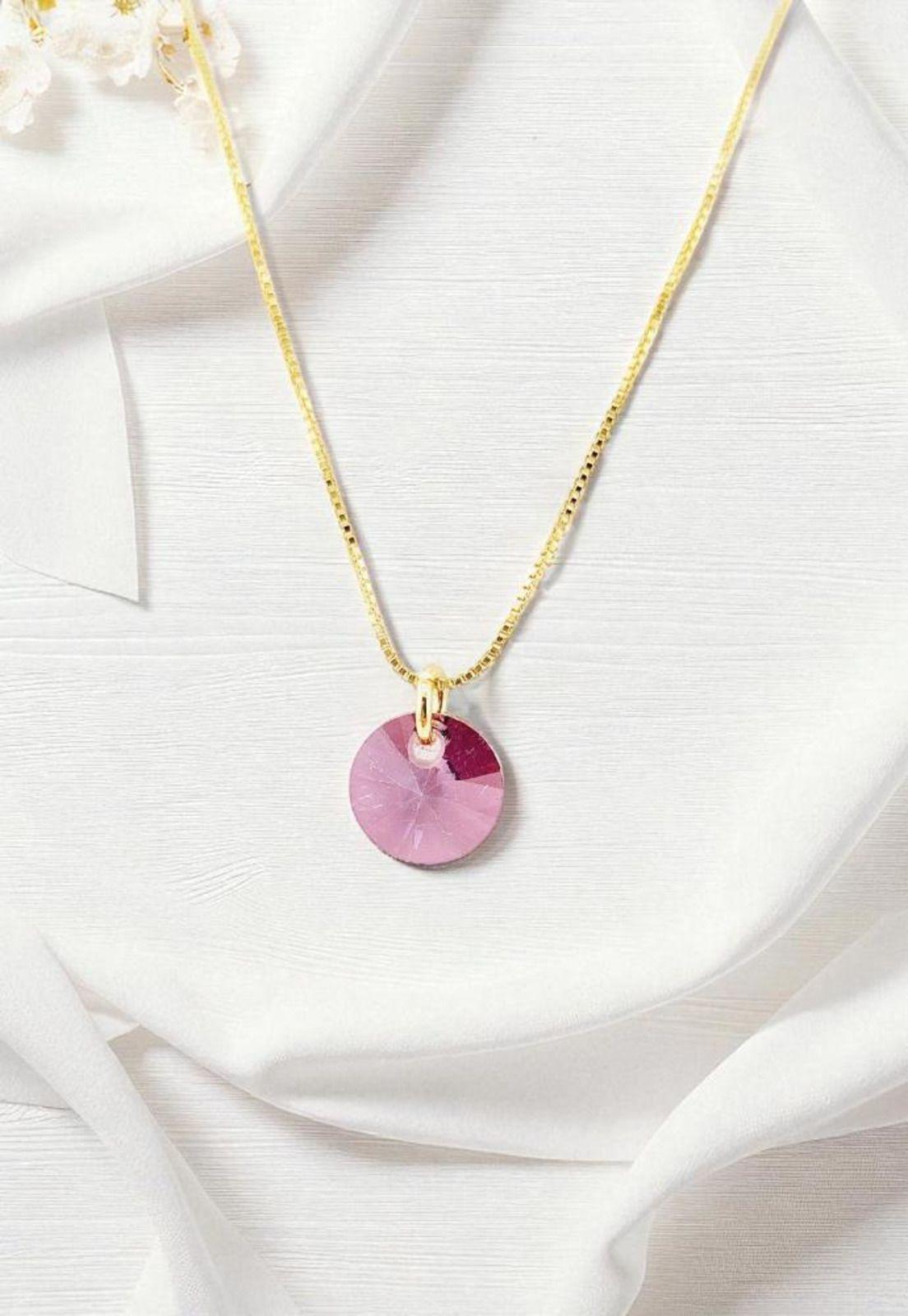 Collar Punto de Luz Gold 24k Creado con cristales de Swarovski® Antique Pink-4