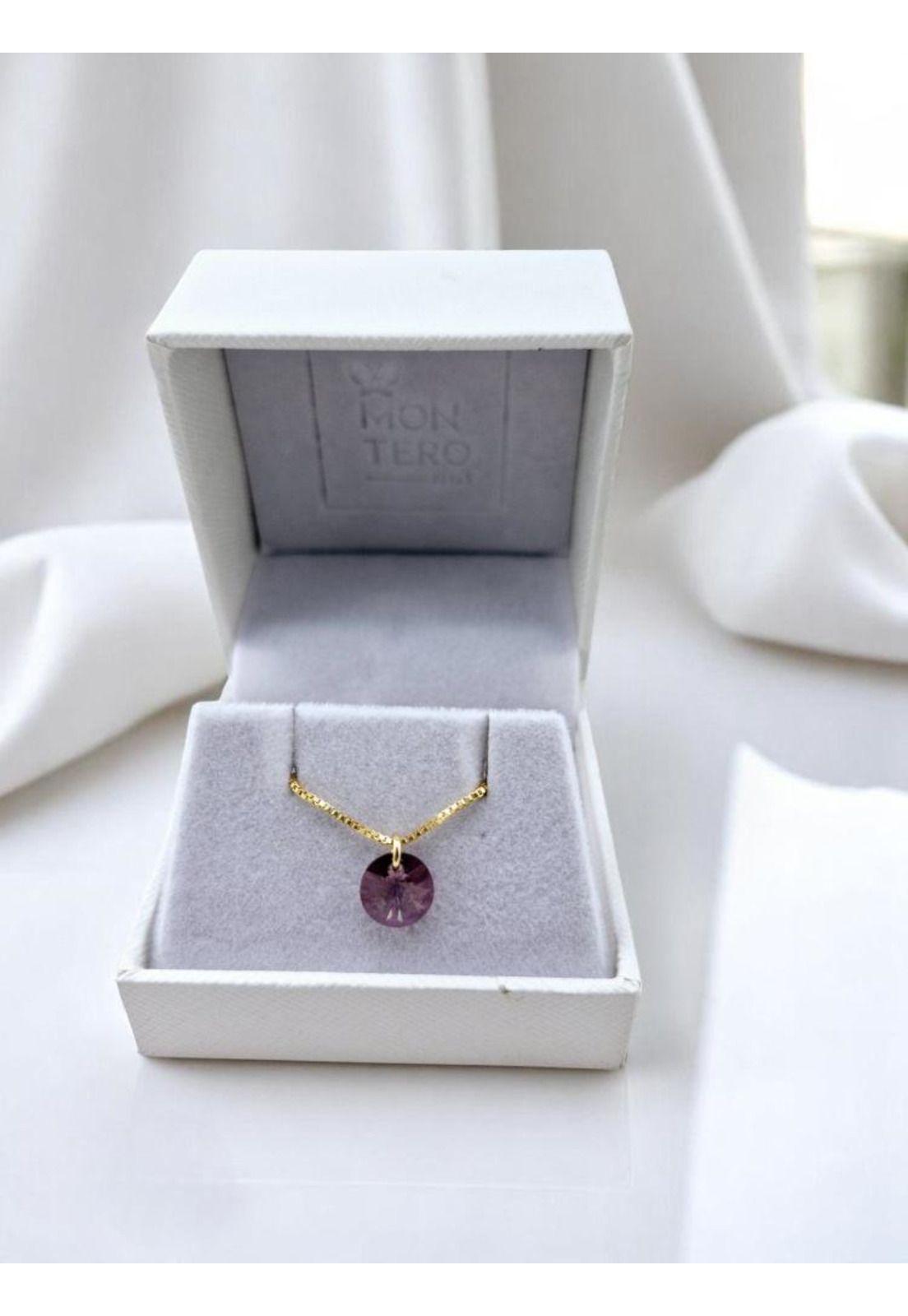 Collar Punto de Luz Gold 24k Creado con cristales de Swarovski® Antique Pink-5