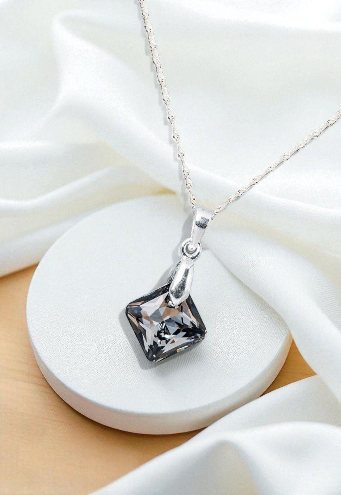 Collar Cristina Plata Italiana 925 Cristal Genuino Silver Night -2