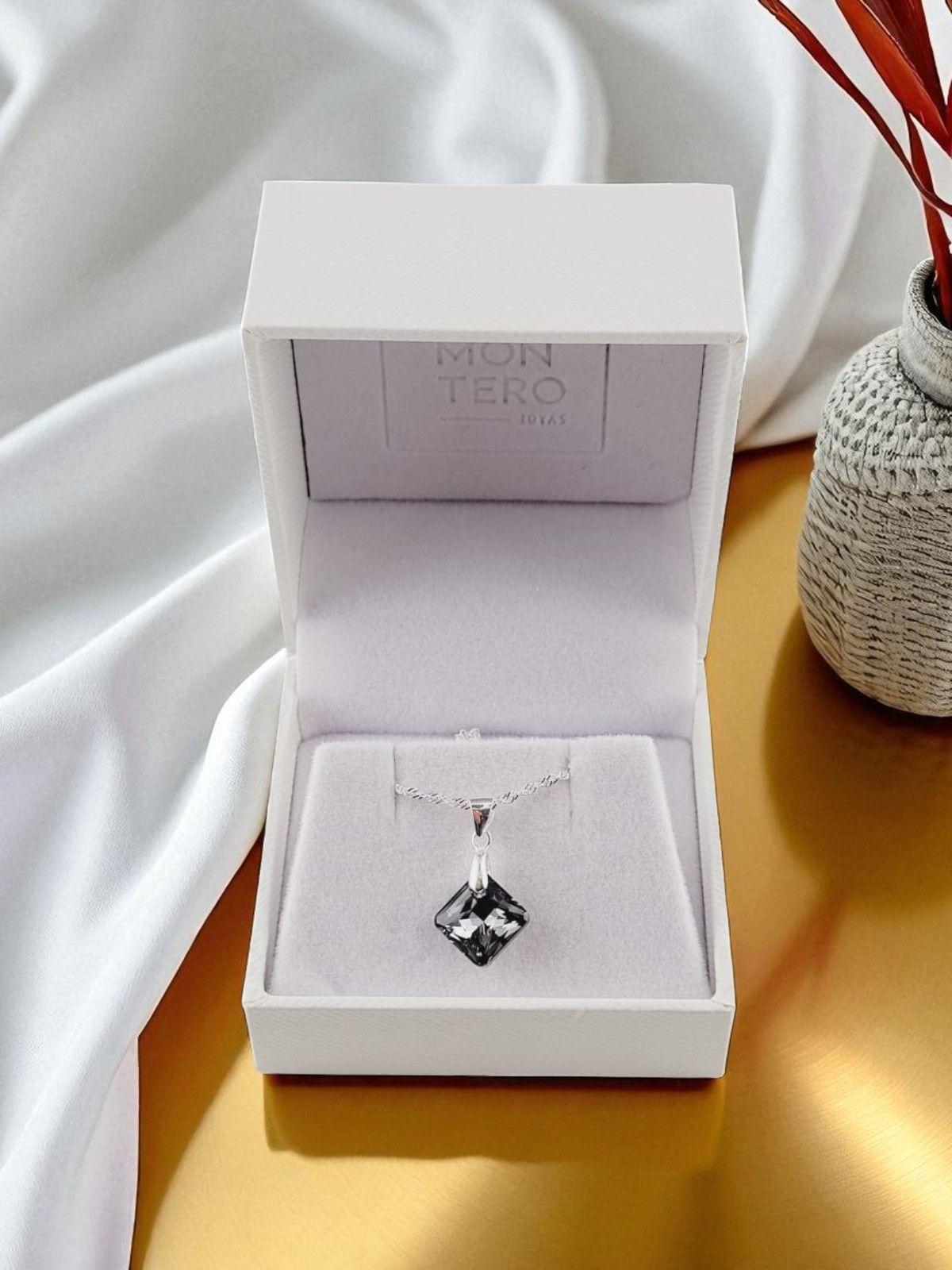 Collar Cristina Plata Italiana 925 Cristal Genuino Silver Night -3