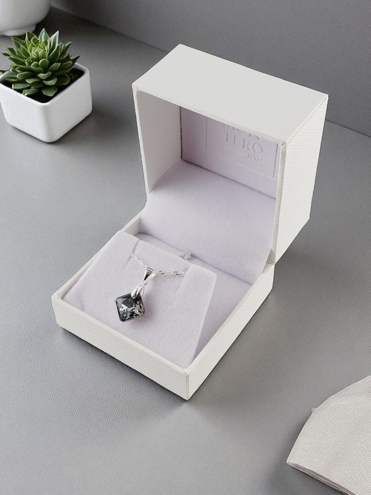 Collar Cristina Plata Italiana 925 Cristal Genuino Silver Night -4