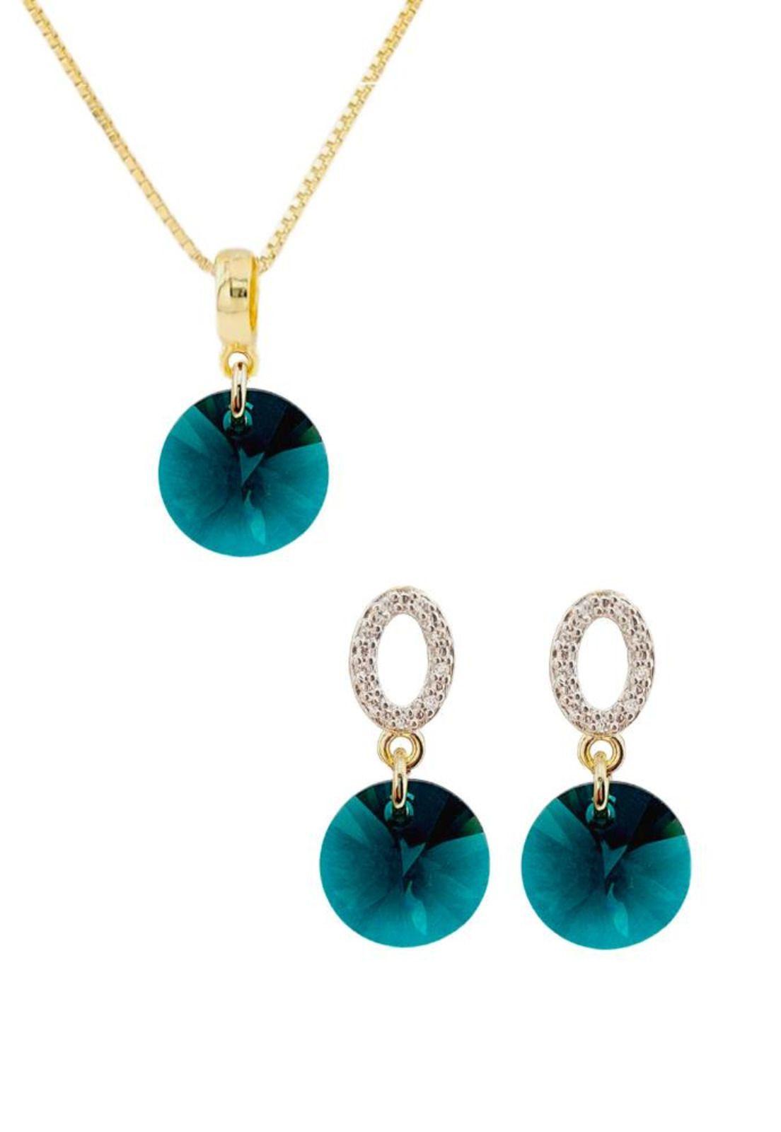 Conjunto Madrid Gold 24K Cristal Swarovski® Emerald-0