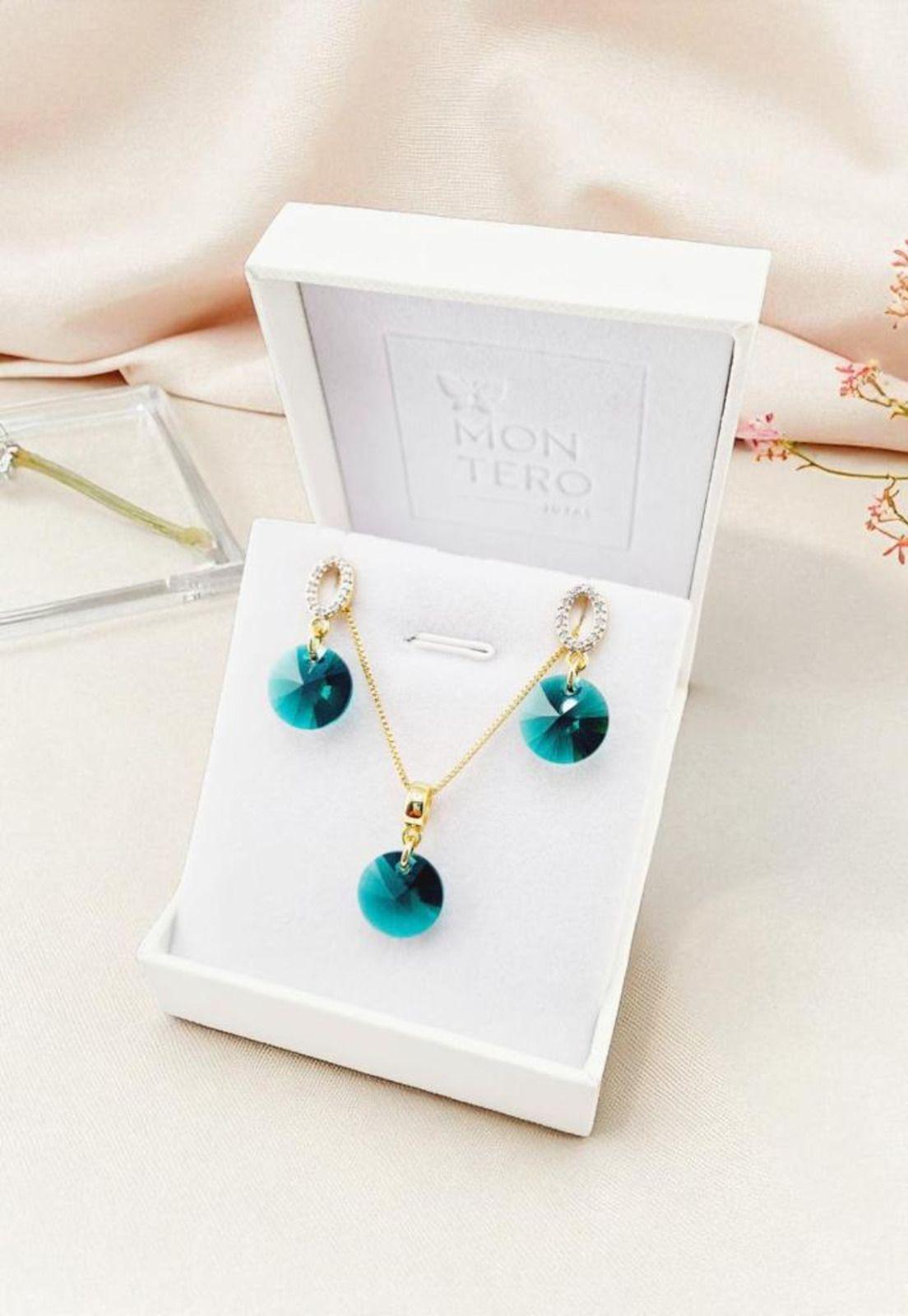 Conjunto Madrid Gold 24K Cristal Swarovski® Emerald-5