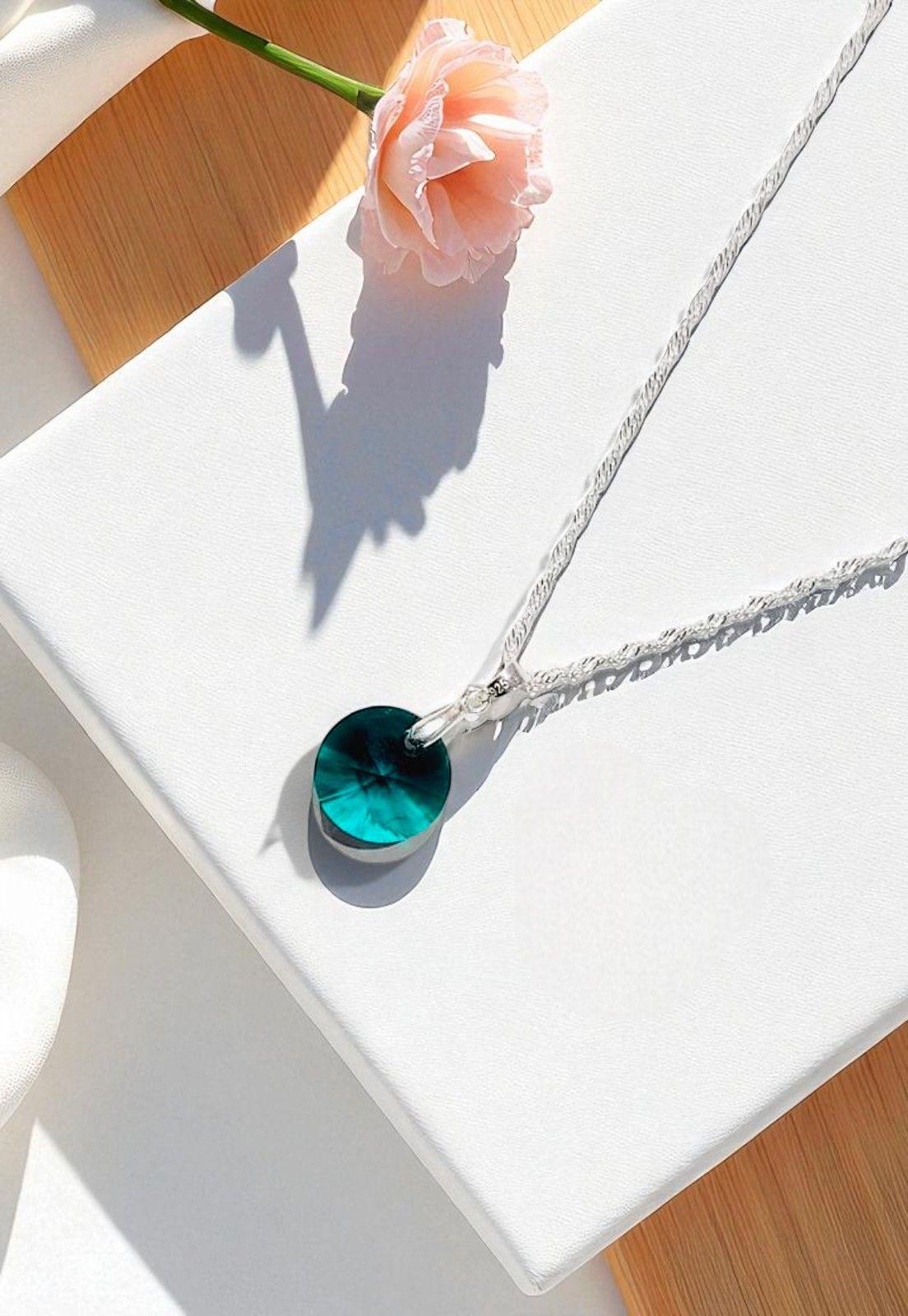 Collar Paris Plata 925 Cristal Genuino Emerald-3