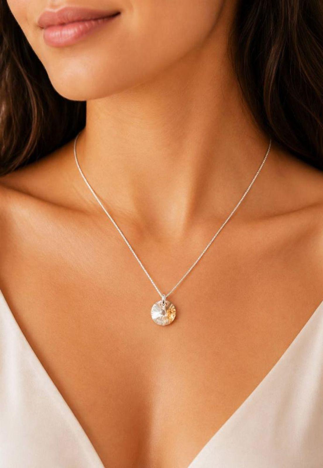 Collar Punto de Luz Plata 925 Cristal Swarovski® Golden Shadow-4