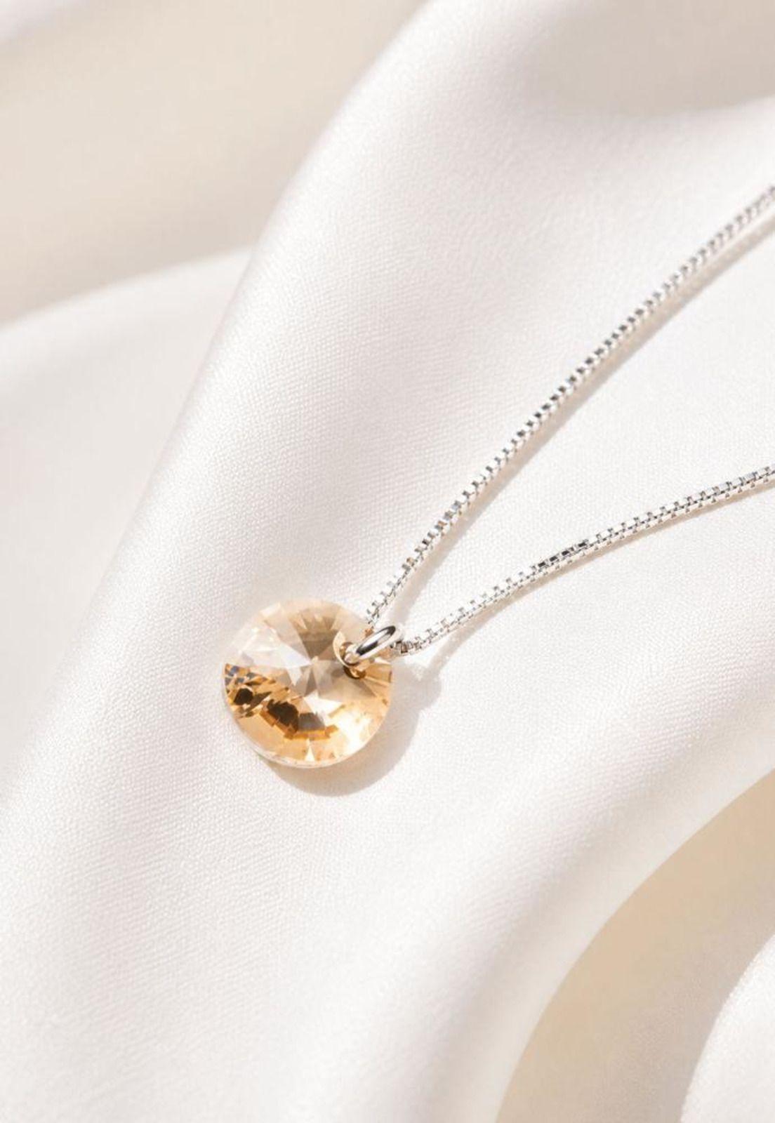 Collar Punto de Luz Plata 925 Cristal Swarovski® Golden Shadow-5
