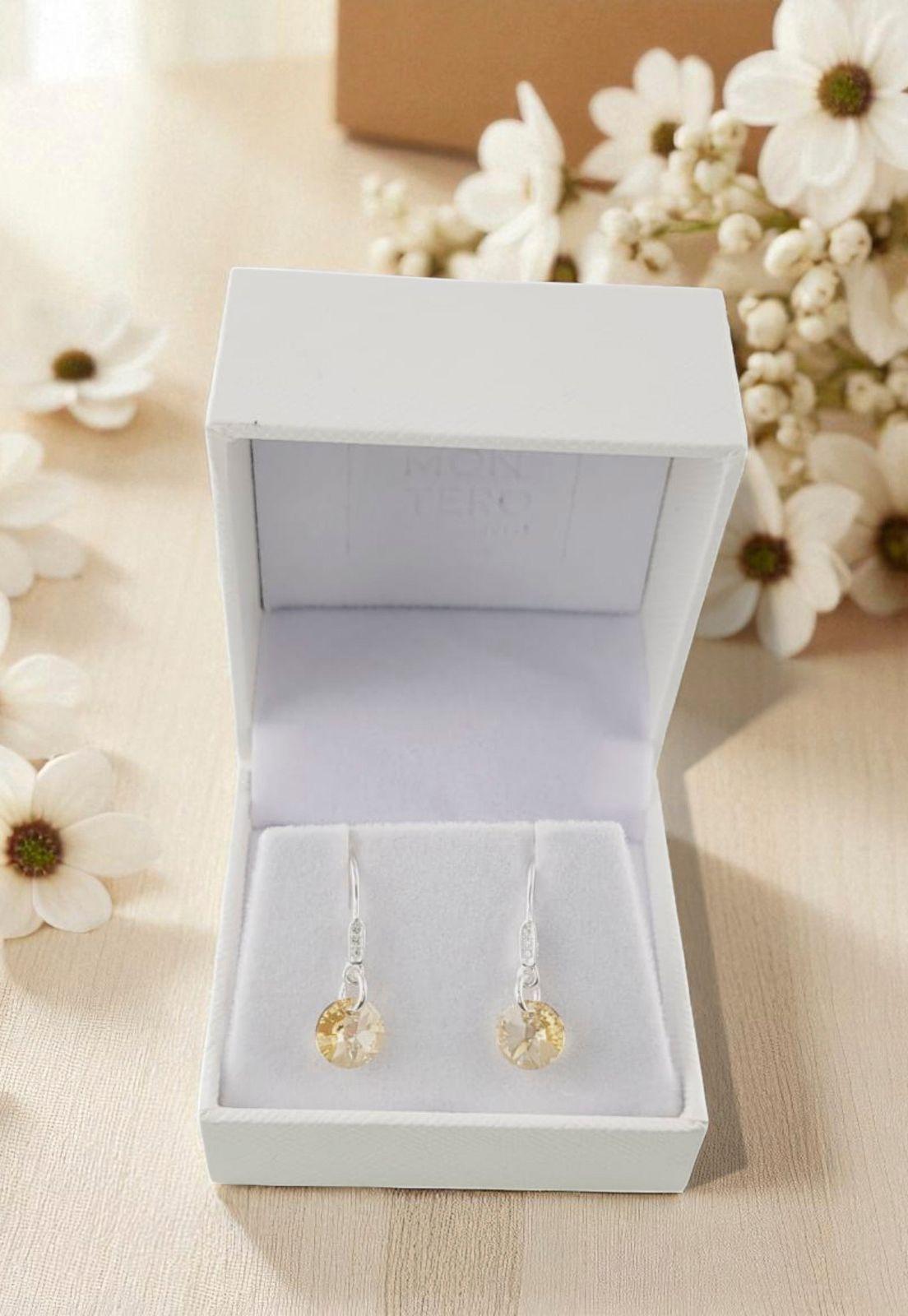 Aros Punto de Luz Circon Cristales Genuinos Golden Shadow-3