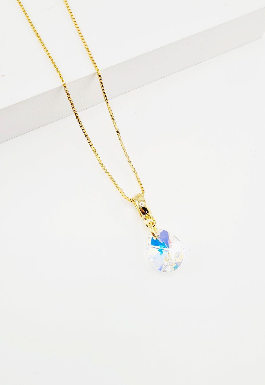 Conjunto Encanto Gold Baño de Oro y Cristales Genuinos Aurora Boreal-3