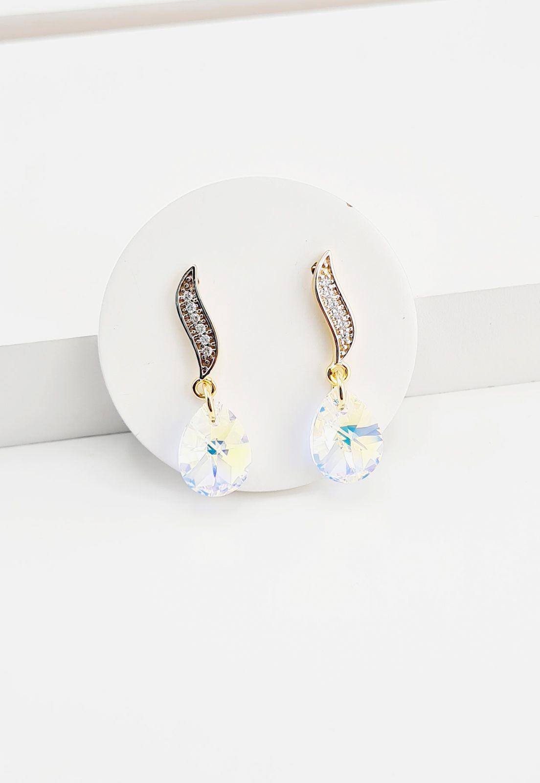 Conjunto Encanto Gold Baño de Oro y Cristales Genuinos Aurora Boreal-2