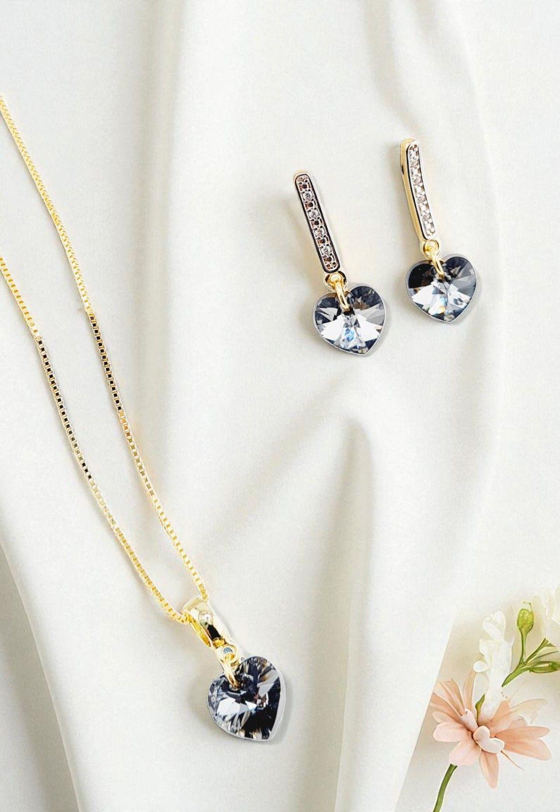 Conjunto Romance Gold 24K Cristal Genuino Silver Night-3