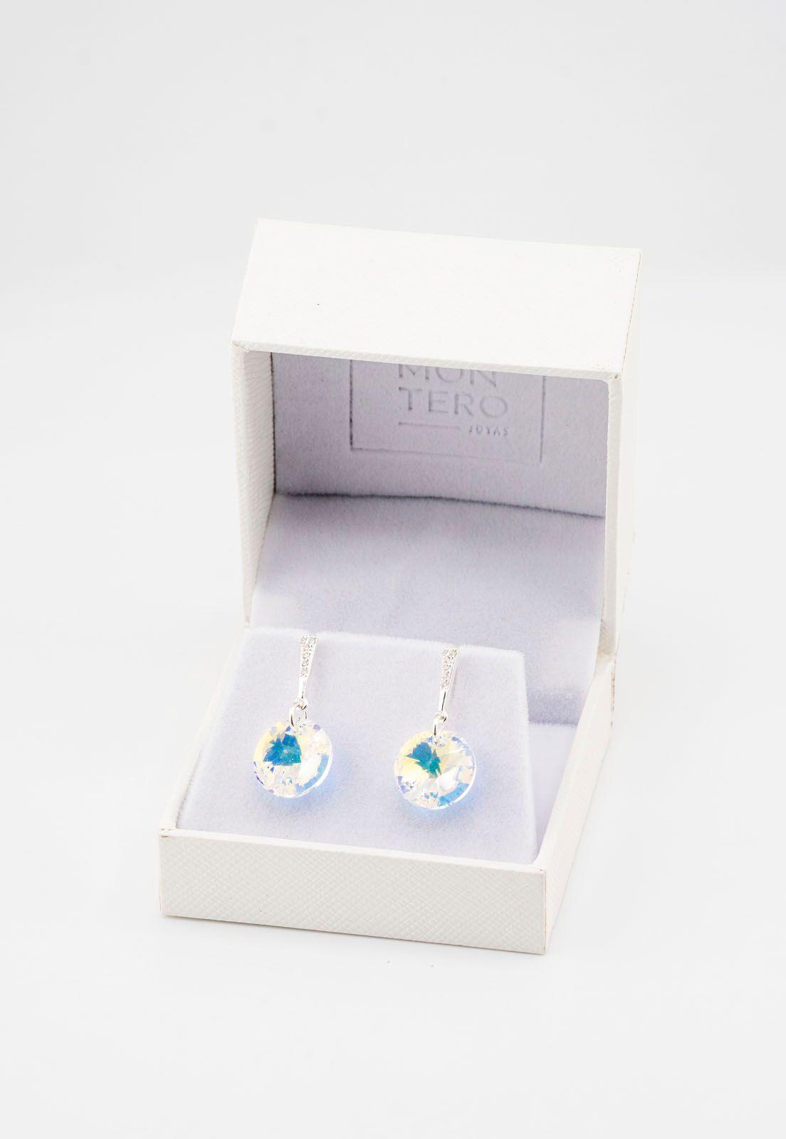 Aros Paris Plata 925 y Cristales Genuinos Aurora Boreal-2