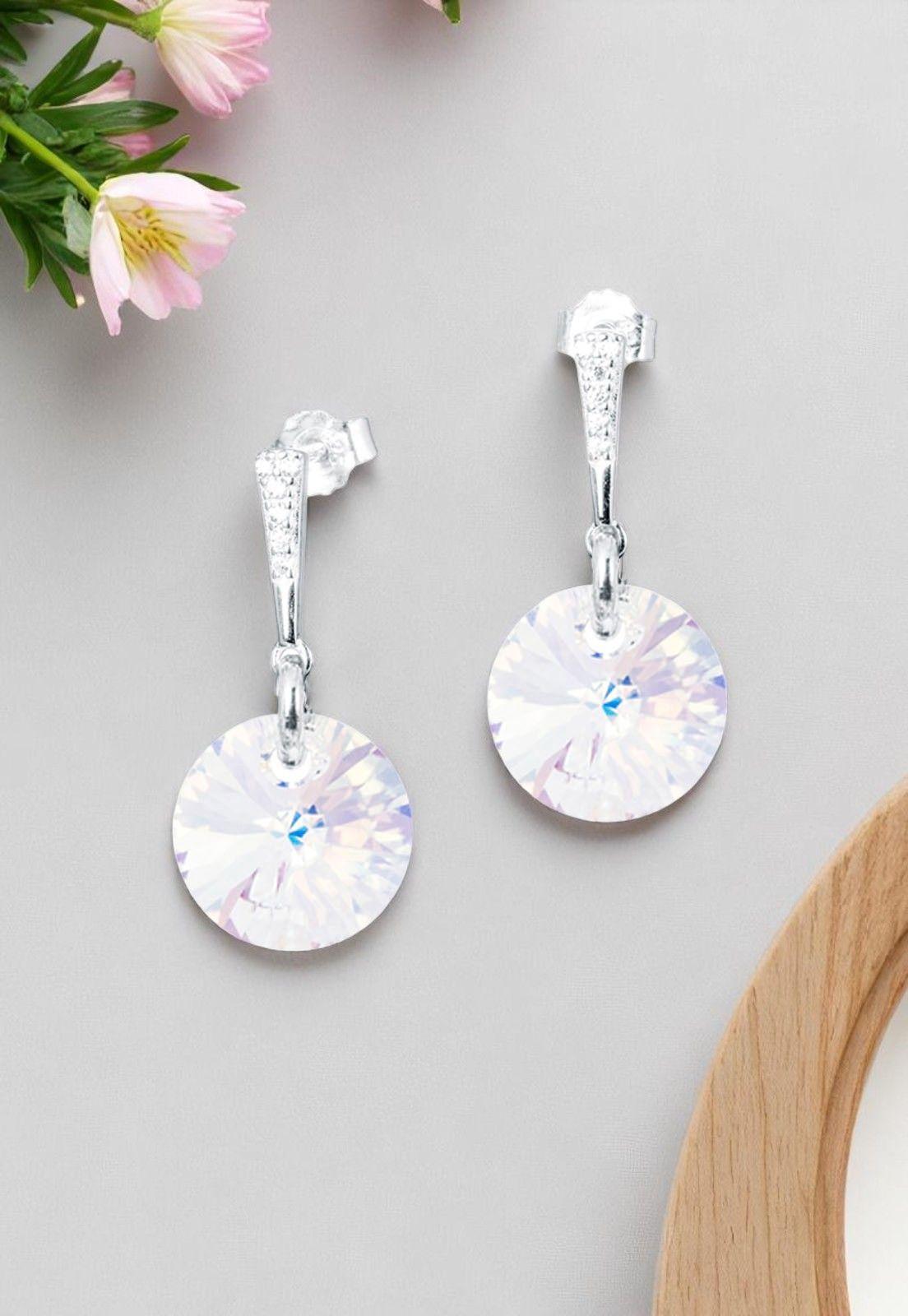 Aros Paris Plata 925 y Cristales Genuinos Aurora Boreal-1