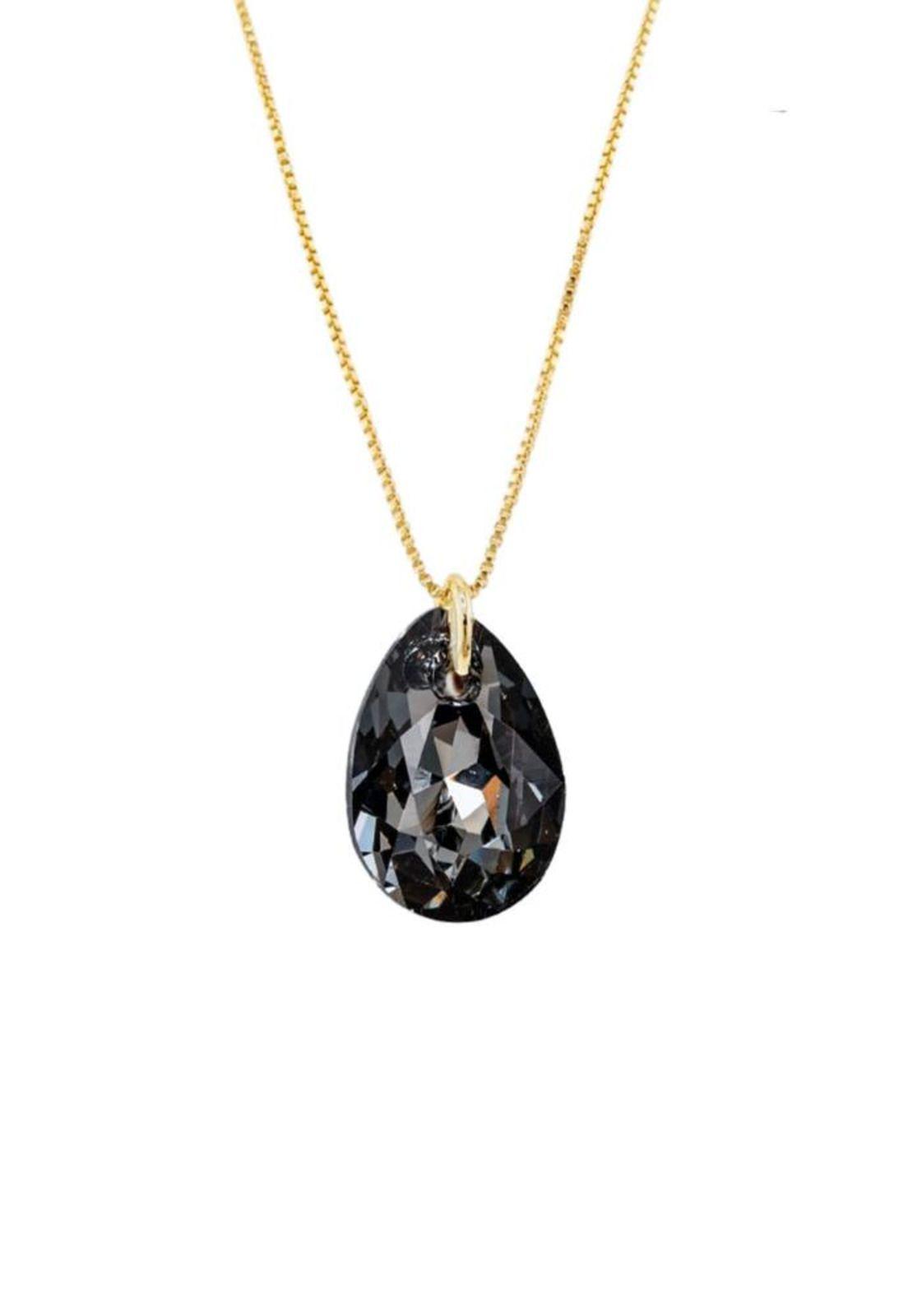 Collar Gota de Luz Gold 24K Creado con cristales de Swarovski® Silver Night-0