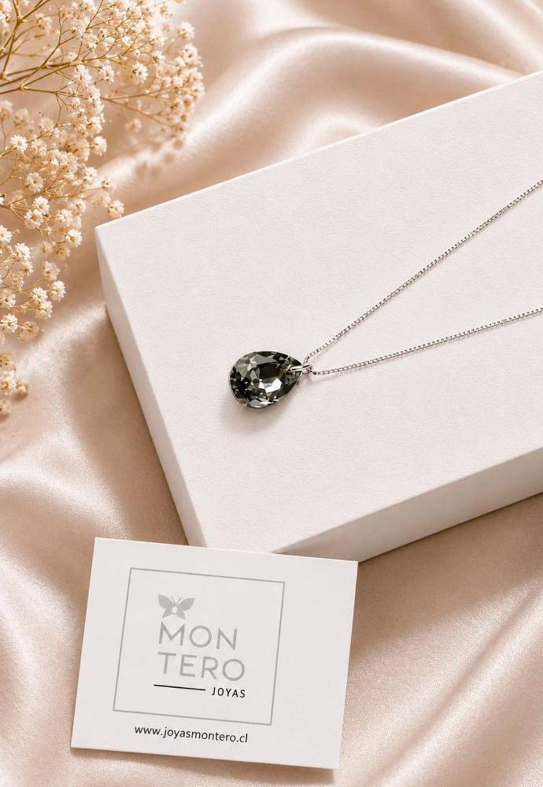 Collar Gota de Luz Plata 925 Cristal Swarovski® Silver Night-3