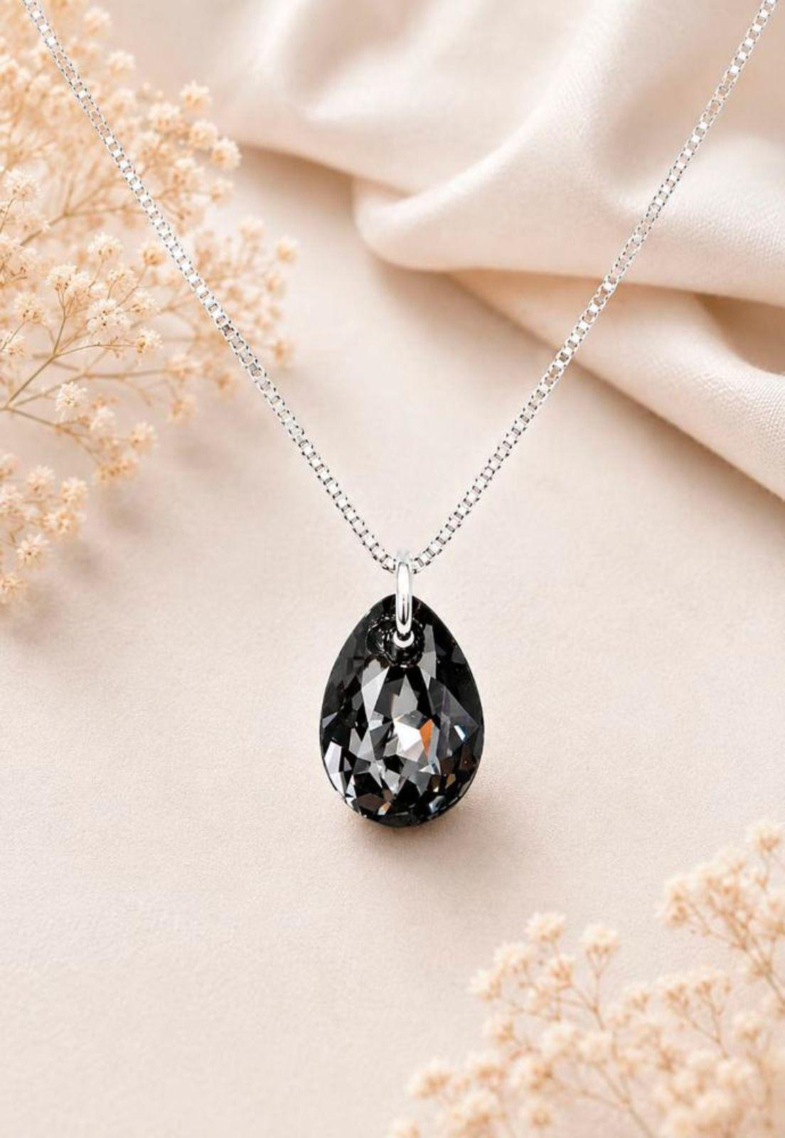Collar Gota de Luz Plata 925 Cristal Swarovski® Silver Night-4